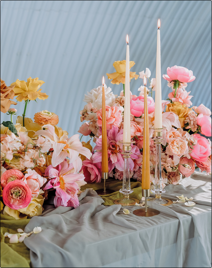 Sweet pea paired with ranunculus, fritillaria, and sage foliage