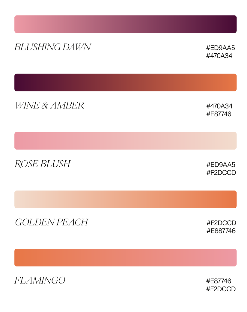 Sweet pea colour palette – lavender, cream, blushed pink, and burgundy gradients