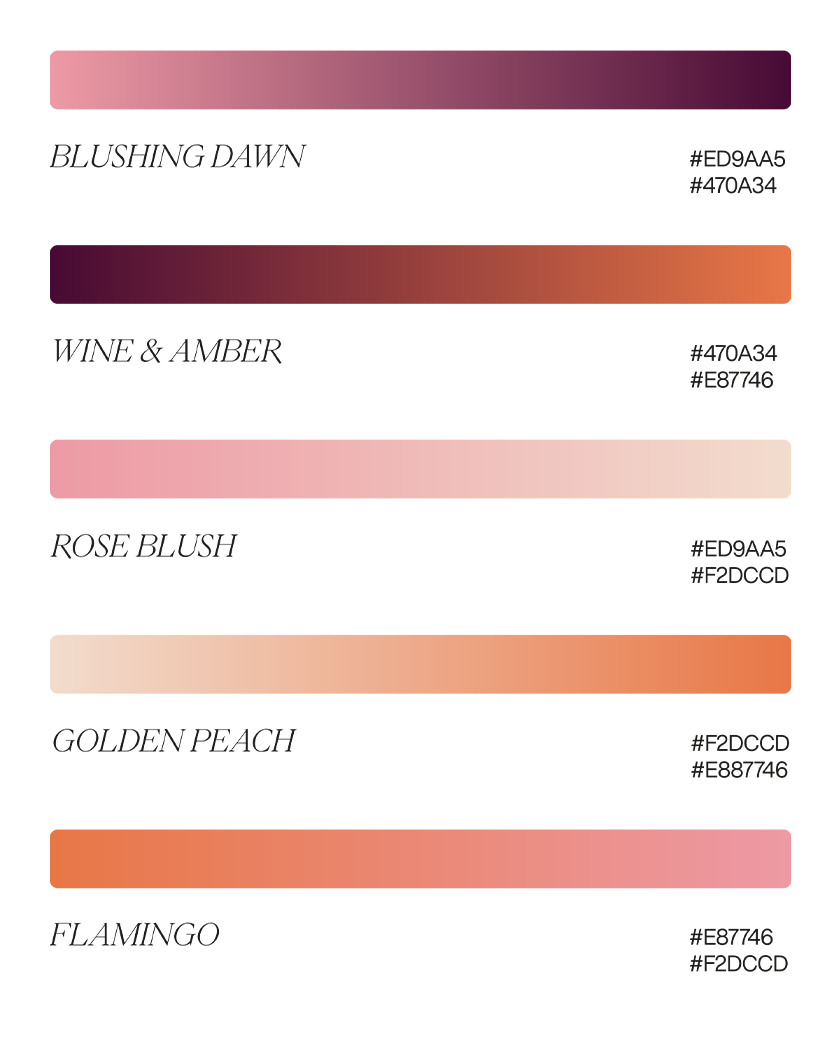 Sweet pea colour palette – lavender, cream, blushed pink, and burgundy gradients