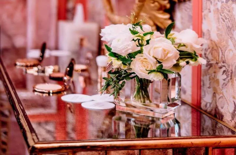 Detail of blooming haus floral design at the vogue fashion and film party