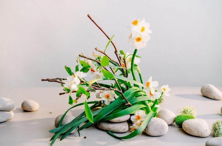 Daffodils in a minimalist easter display
