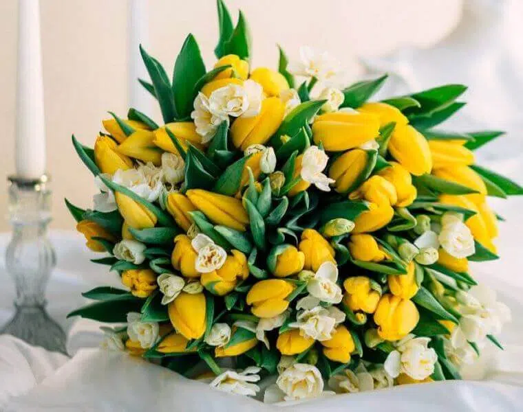 Tulips in an easter bouquet