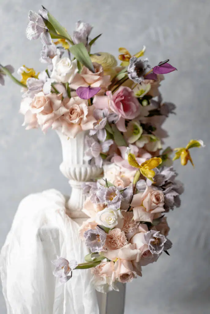 Eco-friendly asymmetrical floral arrangement
