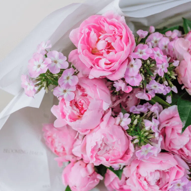 Pink peonies in a bouquet