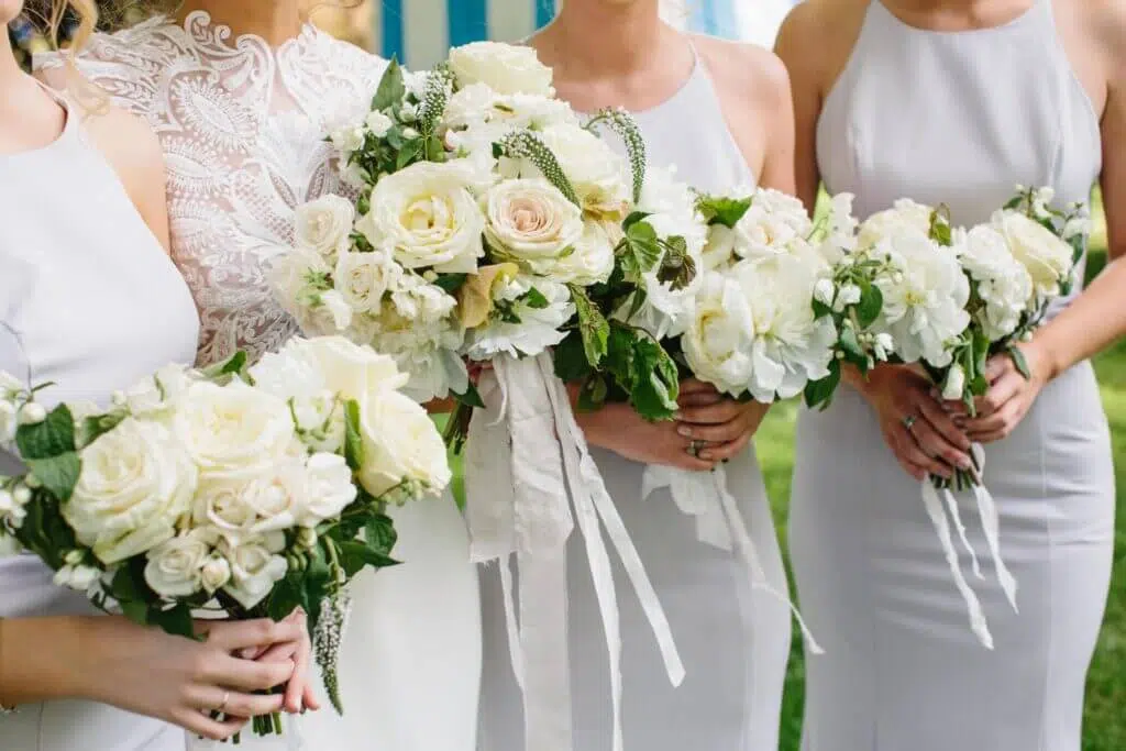 Micro wedding bride and bridesmaids bouquets designed by blooming haus