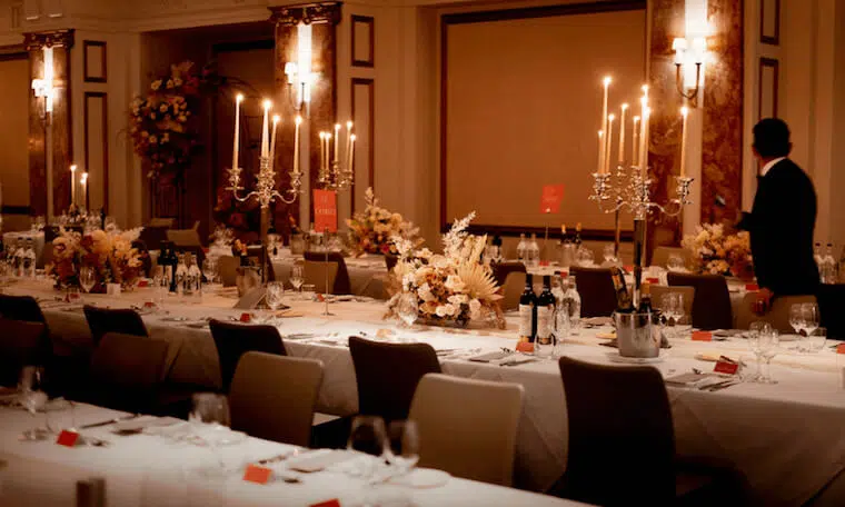 Micro wedding table flower arrangements at kimpton fitzroy, london
