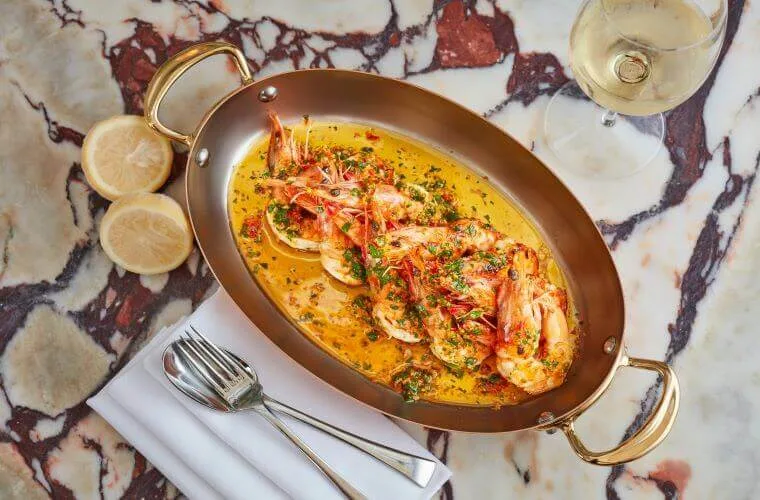 Weddings at daphne's london | our honest review 2025 4 Tiger prawns with chilli, garlic and parsley on the menu at daphne's