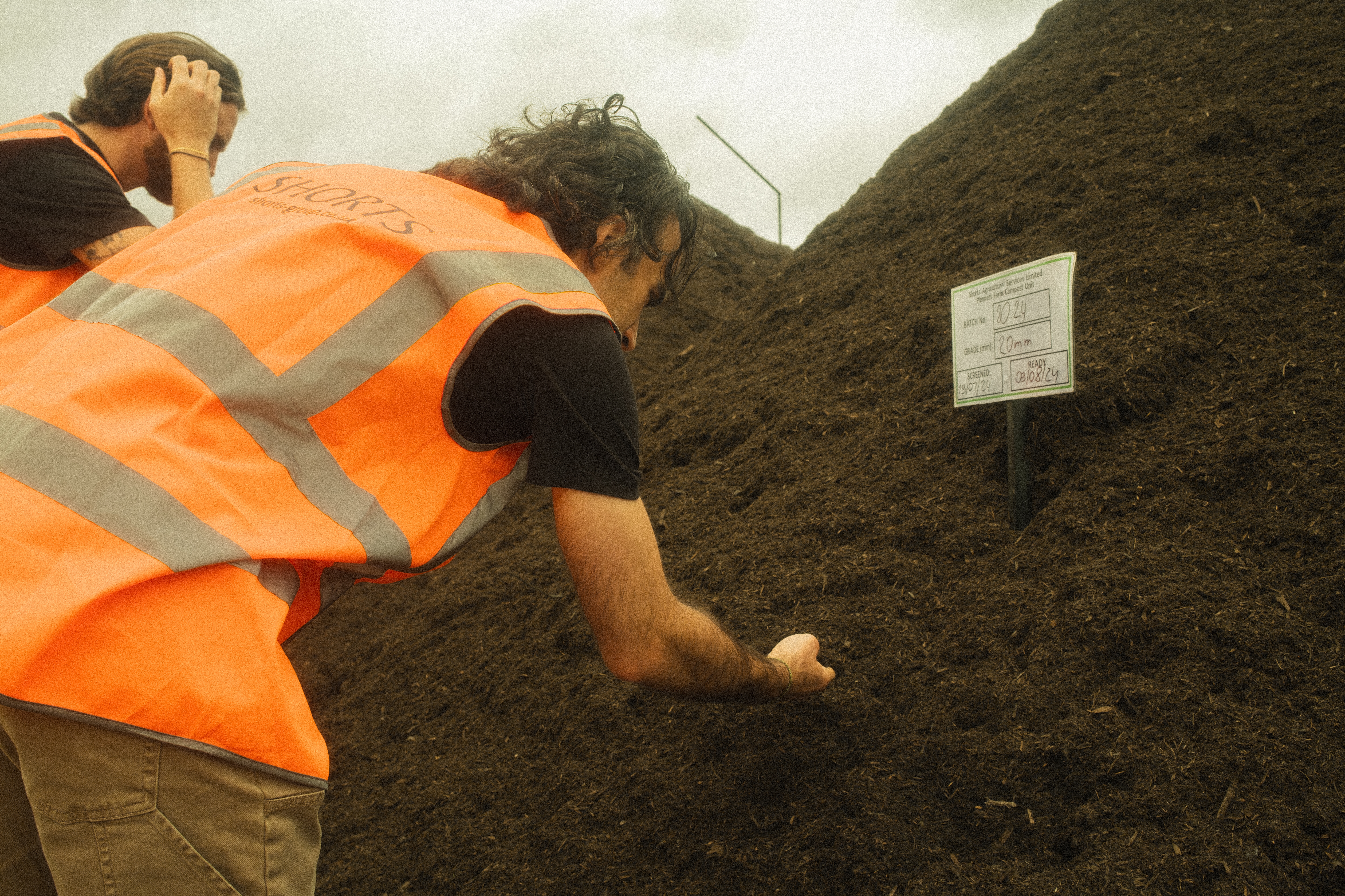 Close-up of finished compost produced from floral green waste